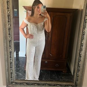 White Sequin Jumpsuit